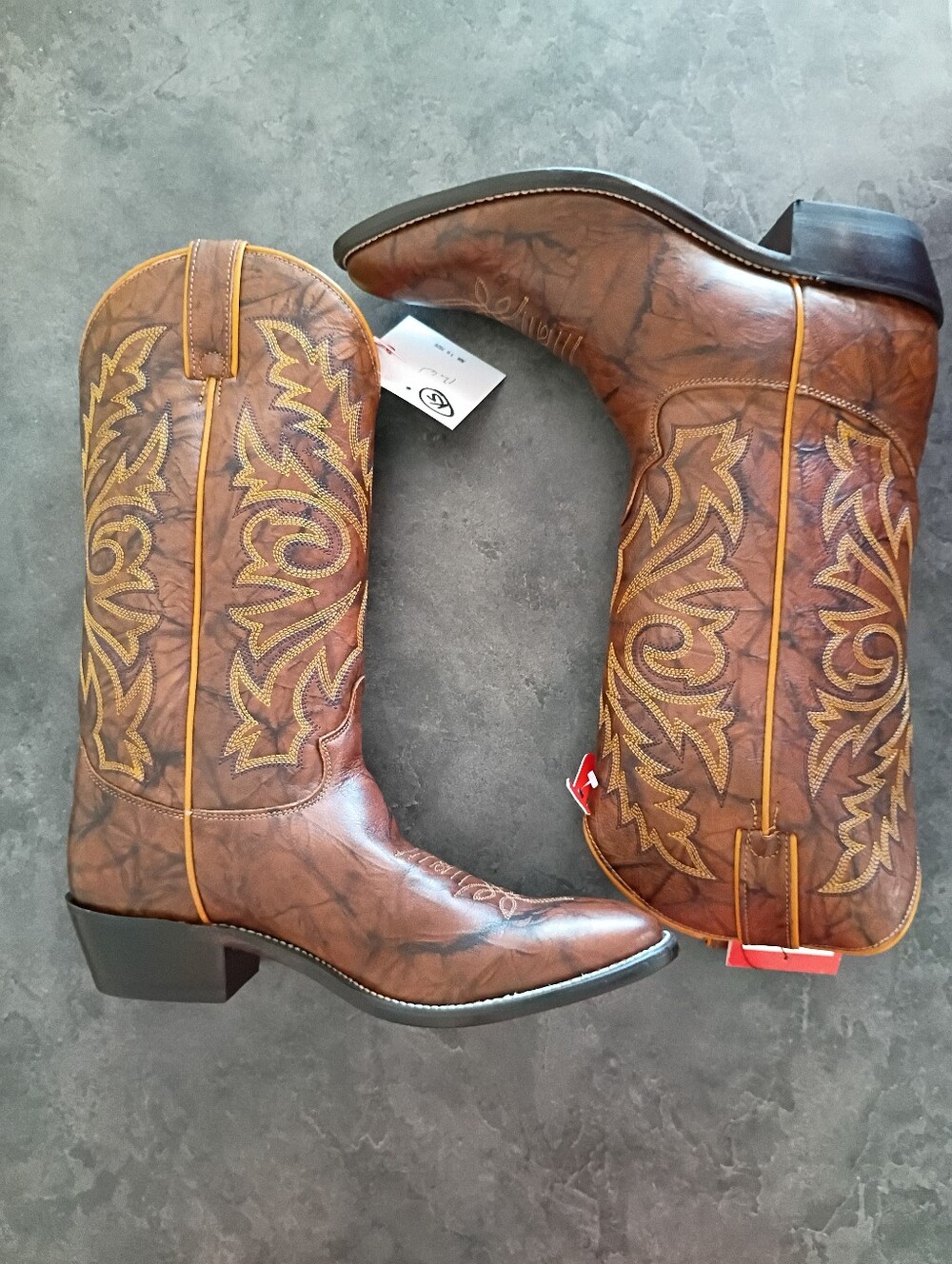 Justin Western Boots 10.5 D Brown Leather Upper And Soles NEW WITH TAGS